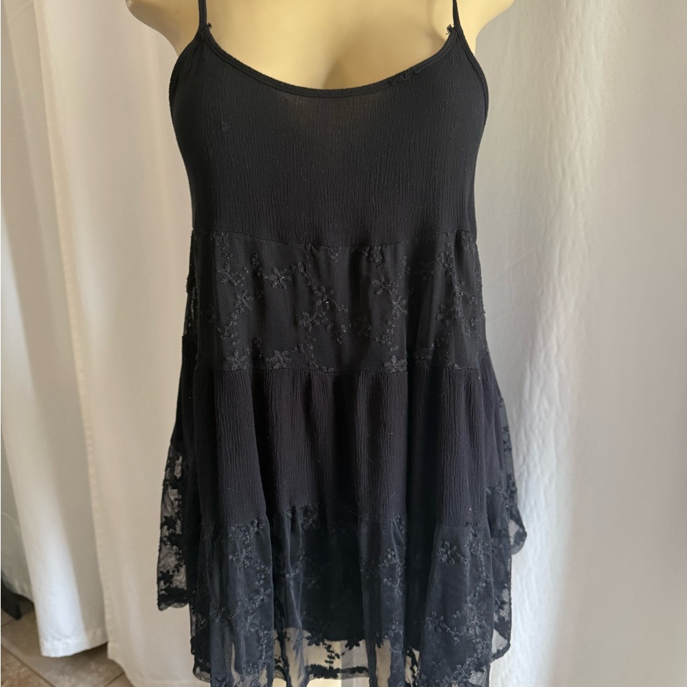Black Lace Trim Women's Top